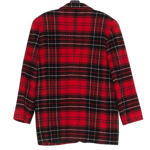 Vintage Express Blazer Wool Dark Academia Preppy 90s Grunge Plaid Red Size Small - Picture 6 of 6